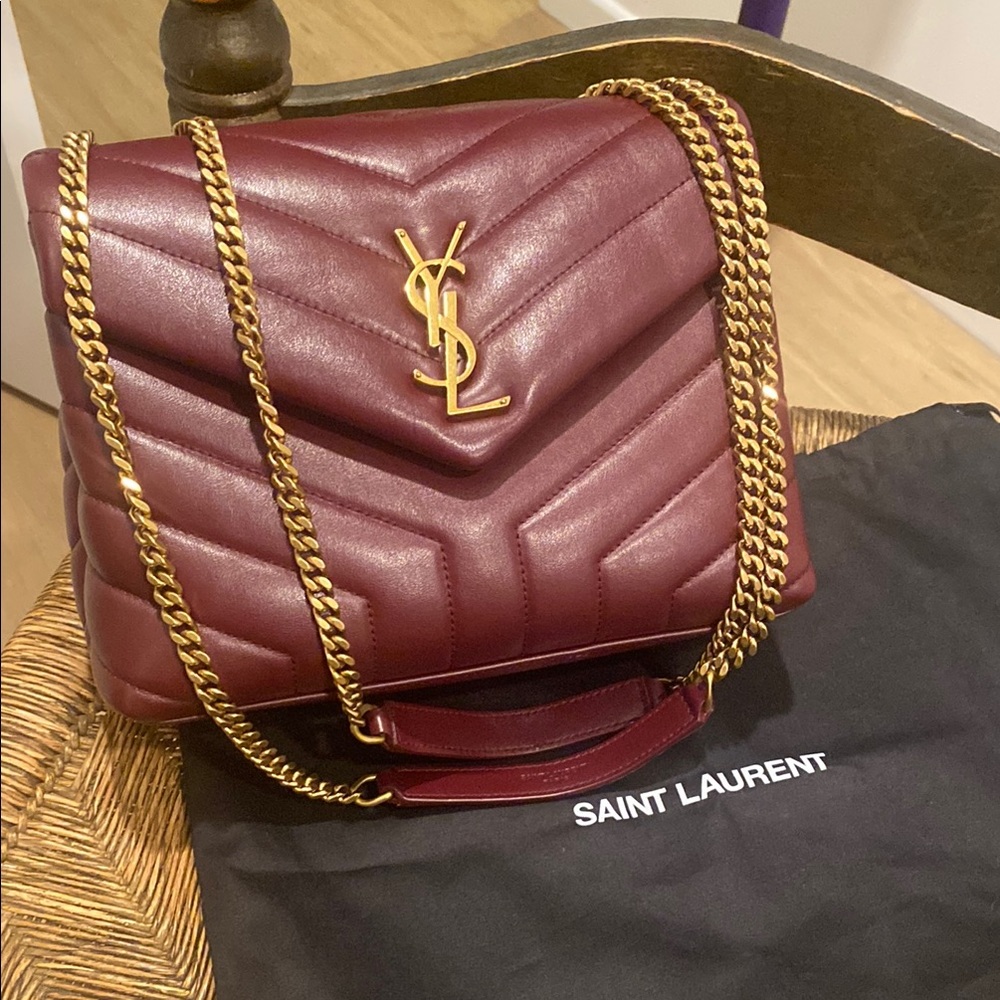 Yves Saint Laurent Red Gold Chevron Shoulder Bag